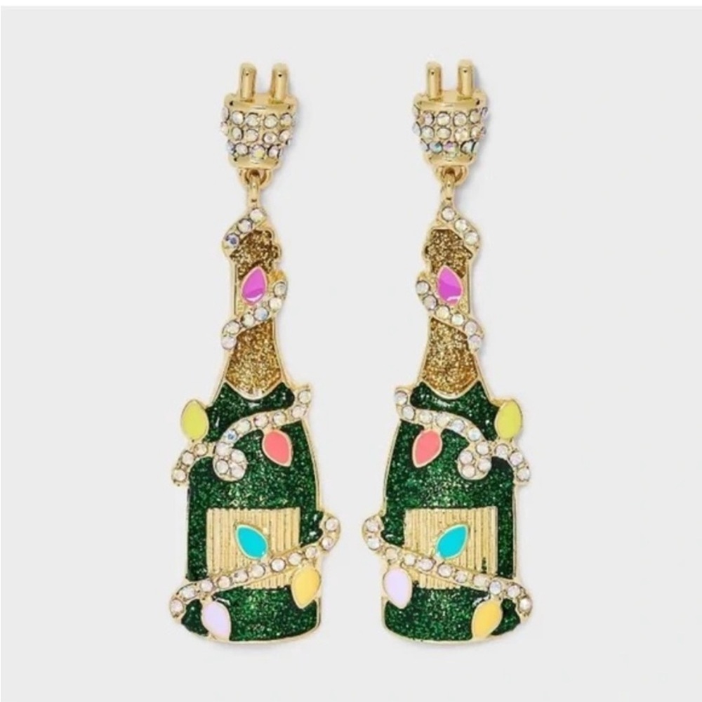 Sugarfix by Baublebar Champagne Bottle Earrings Pop That Present NEW New Year’s